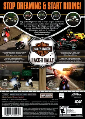 Harley-Davidson Motorcycles - Race to the Rally box cover back